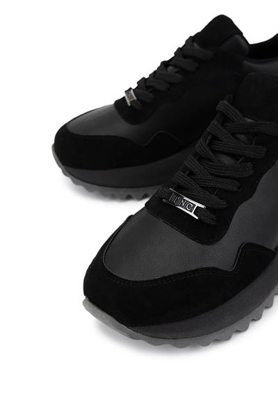 Tamer Tanca Kadın Suni Deri Siyah Süet/Antrasit Sneakers & Spor Ayakkabı