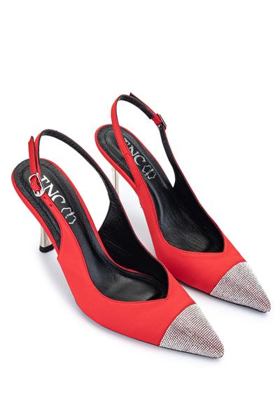 Tamer Tanca Kadın Tekstil Kırmızı Saten Topuklu Ayakkabı