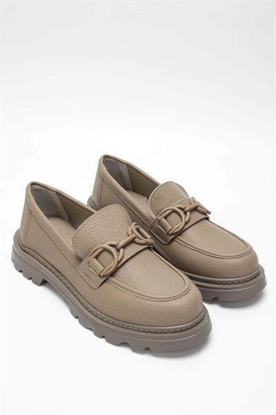Tamer Tanca Kadın Vegan Bej Loafer Ayakkabı