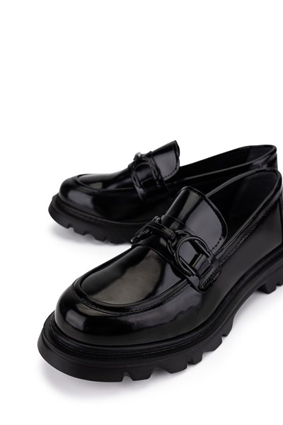 Tamer Tanca Kadın Vegan Siyah Açma Loafer Ayakkabı