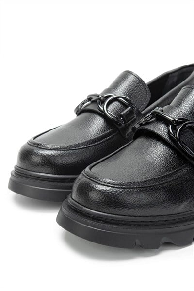 Tamer Tanca Kadın Vegan Siyah Loafer Ayakkabı