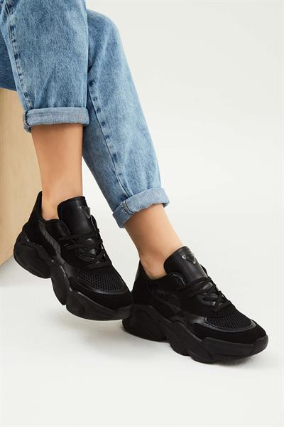 Tamer Tanca Kadın Vegan Siyah Sneakers & Spor Ayakkabı