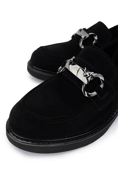 Tamer Tanca Kadın Vegan Siyah Süet Loafer Ayakkabı