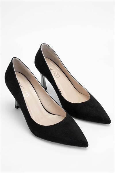 Tamer Tanca Kadın Vegan Siyah Süet Stiletto Ayakkabı