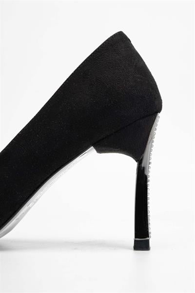 Tamer Tanca Kadın Vegan Siyah Süet Stiletto Ayakkabı