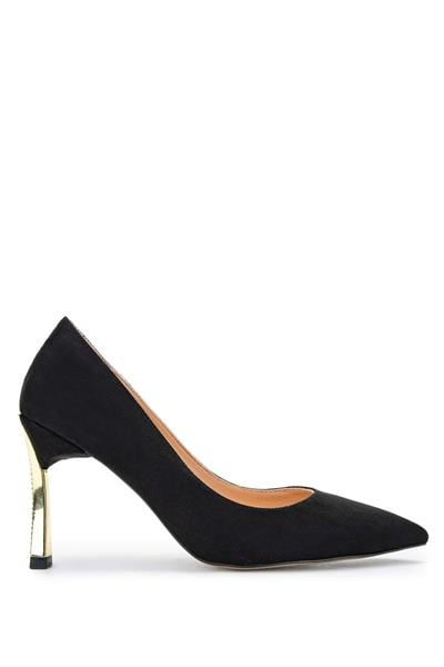 Tamer Tanca Kadın Vegan Siyah/Gold Stiletto Ayakkabı