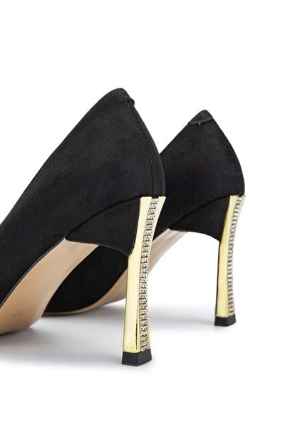 Tamer Tanca Kadın Vegan Siyah/Gold Stiletto Ayakkabı