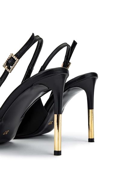Tamer Tanca Kadın Vegan Siyah/Leopar Stiletto Ayakkabı