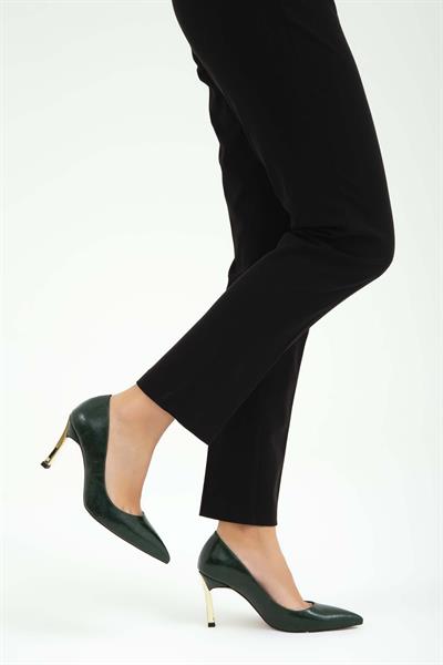 Tamer Tanca Kadın Vegan Yeşil Yılan Stiletto Ayakkabı