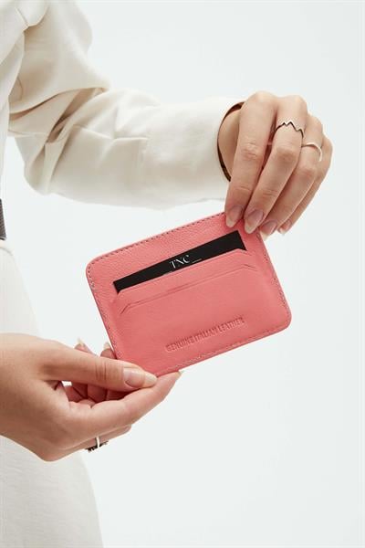 Tamer Tanca Unisex Hakiki Deri Açık Pembe Kartlık