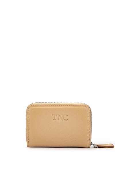 Tamer Tanca Unisex Hakiki Deri Bej Cüzdan