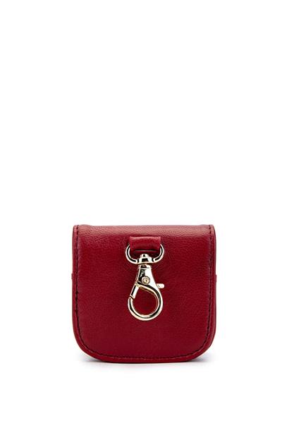 Tamer Tanca Unisex Hakiki Deri Bordo Airpods Kılıfı Cuzdan