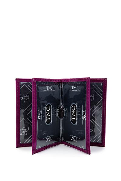 Tamer Tanca Unisex Hakiki Deri Mürdüm Kartlık