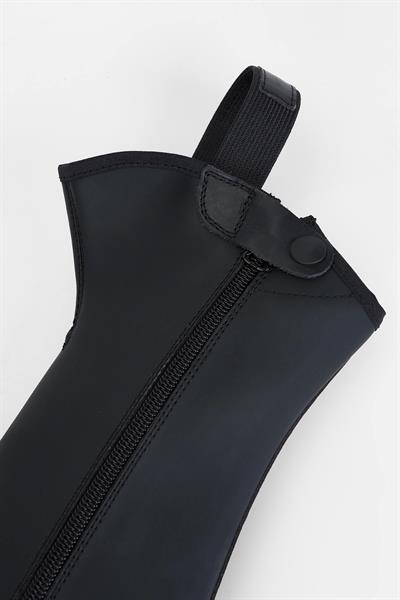 Tattini Unisex Hakiki Deri Siyah Binici Konç Çizme