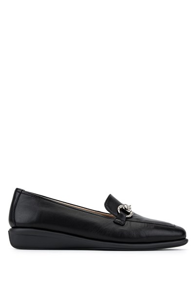 Tnc Luxury Kadın Hakiki Deri Siyah Comfort Ayakkabı