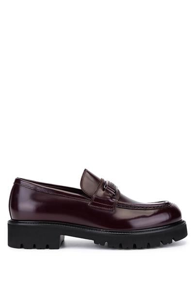 Valentino Erkek Hakiki Deri Bordo Loafer Ayakkabı