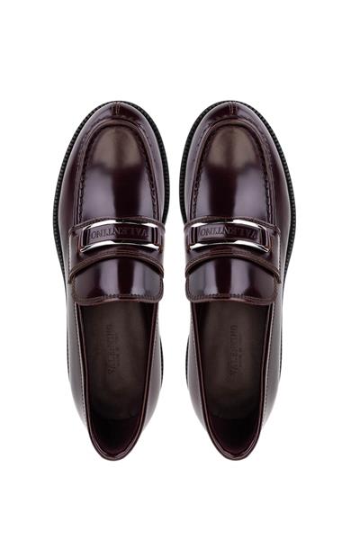 Valentino Erkek Hakiki Deri Bordo Loafer Ayakkabı
