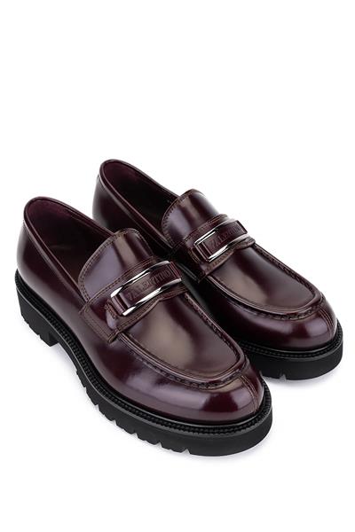 Valentino Erkek Hakiki Deri Bordo Loafer Ayakkabı