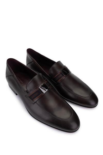 VALENTINO Erkek Hakiki Deri Kahverengi Loafer Ayakkabı