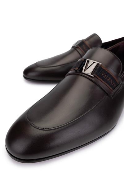 VALENTINO Erkek Hakiki Deri Kahverengi Loafer Ayakkabı