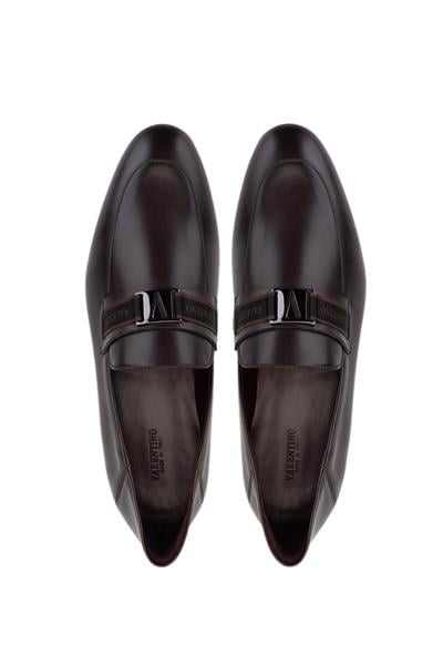 VALENTINO Erkek Hakiki Deri Kahverengi Loafer Ayakkabı