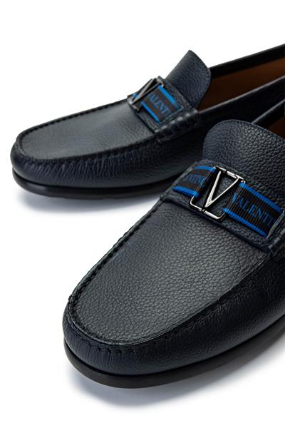 VALENTINO Erkek Hakiki Deri Mavi Loafer Ayakkabı