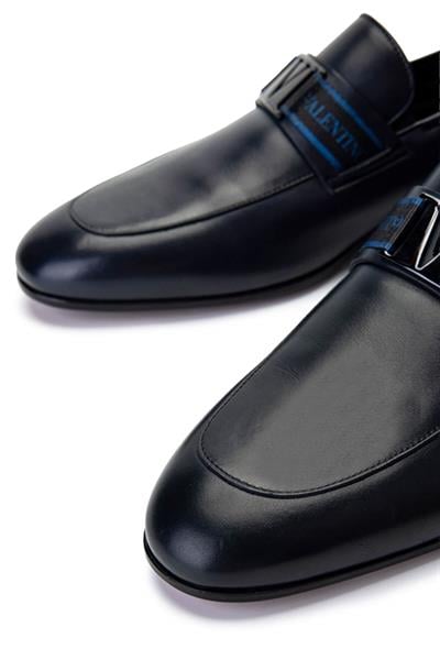 VALENTINO Erkek Hakiki Deri Mavi Loafer Ayakkabı