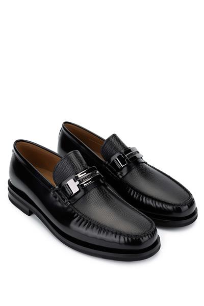 VALENTINO Erkek Hakiki Deri Siyah Loafer Ayakkabı