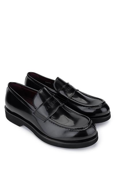 VALENTINO Erkek Hakiki Deri Siyah Loafer Ayakkabı