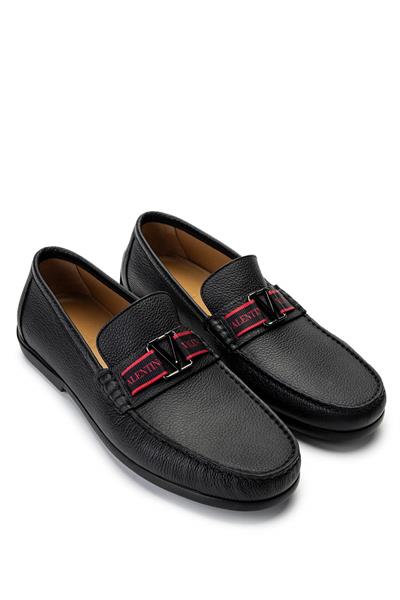 VALENTINO Erkek Hakiki Deri Siyah Loafer Ayakkabı