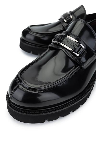 VALENTINO Erkek Hakiki Deri Siyah Loafer Ayakkabı
