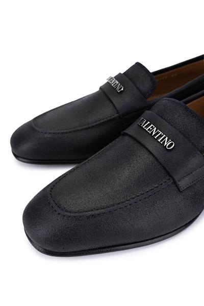 VALENTINO Erkek Hakiki Deri Siyah Loafer Ayakkabı