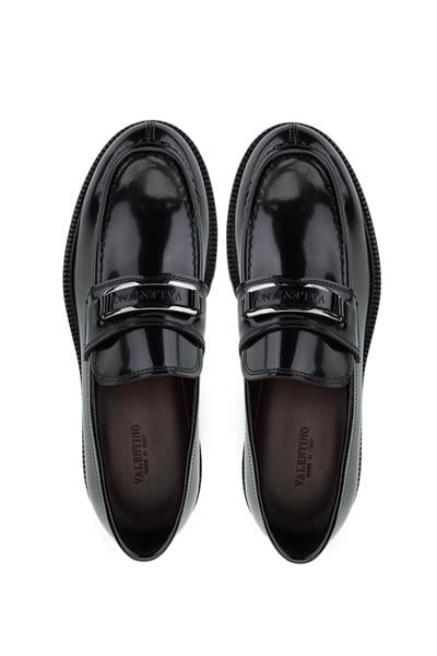 VALENTINO Erkek Hakiki Deri Siyah Loafer Ayakkabı