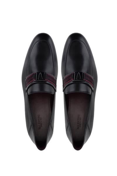 VALENTINO Erkek Hakiki Deri Siyah Loafer Ayakkabı