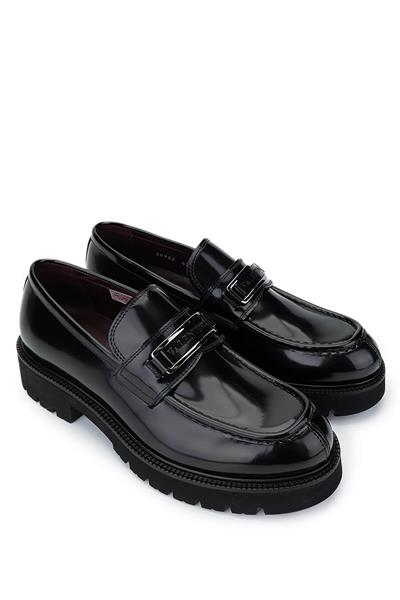 VALENTINO Erkek Hakiki Deri Siyah Loafer Ayakkabı