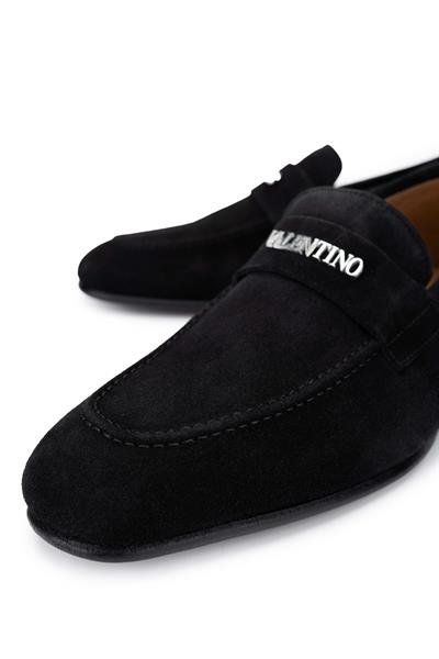 VALENTINO Erkek Hakiki Deri Siyah Süet Loafer Ayakkabı