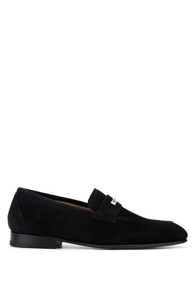 VALENTINO Erkek Hakiki Deri Siyah Süet Loafer Ayakkabı