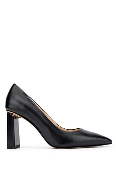 Tamer Tanca Kadın Hakiki Deri Siyah Deri Topuklu Ayakkabı