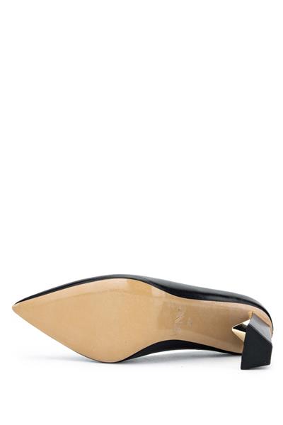 Tamer Tanca Kadın Hakiki Deri Siyah Deri Topuklu Ayakkabı