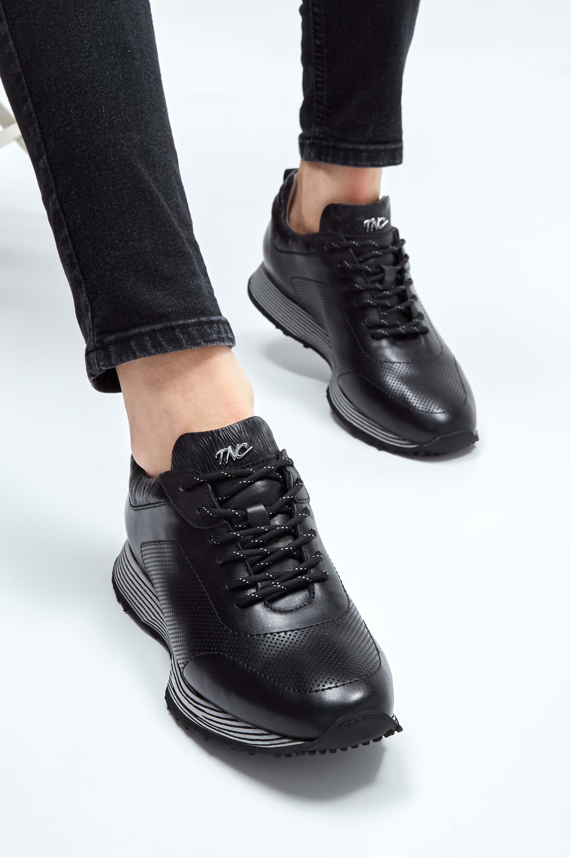 Tamer Tanca Erkek Hakiki Deri Siyah Sneakers & Spor Ayakkabı