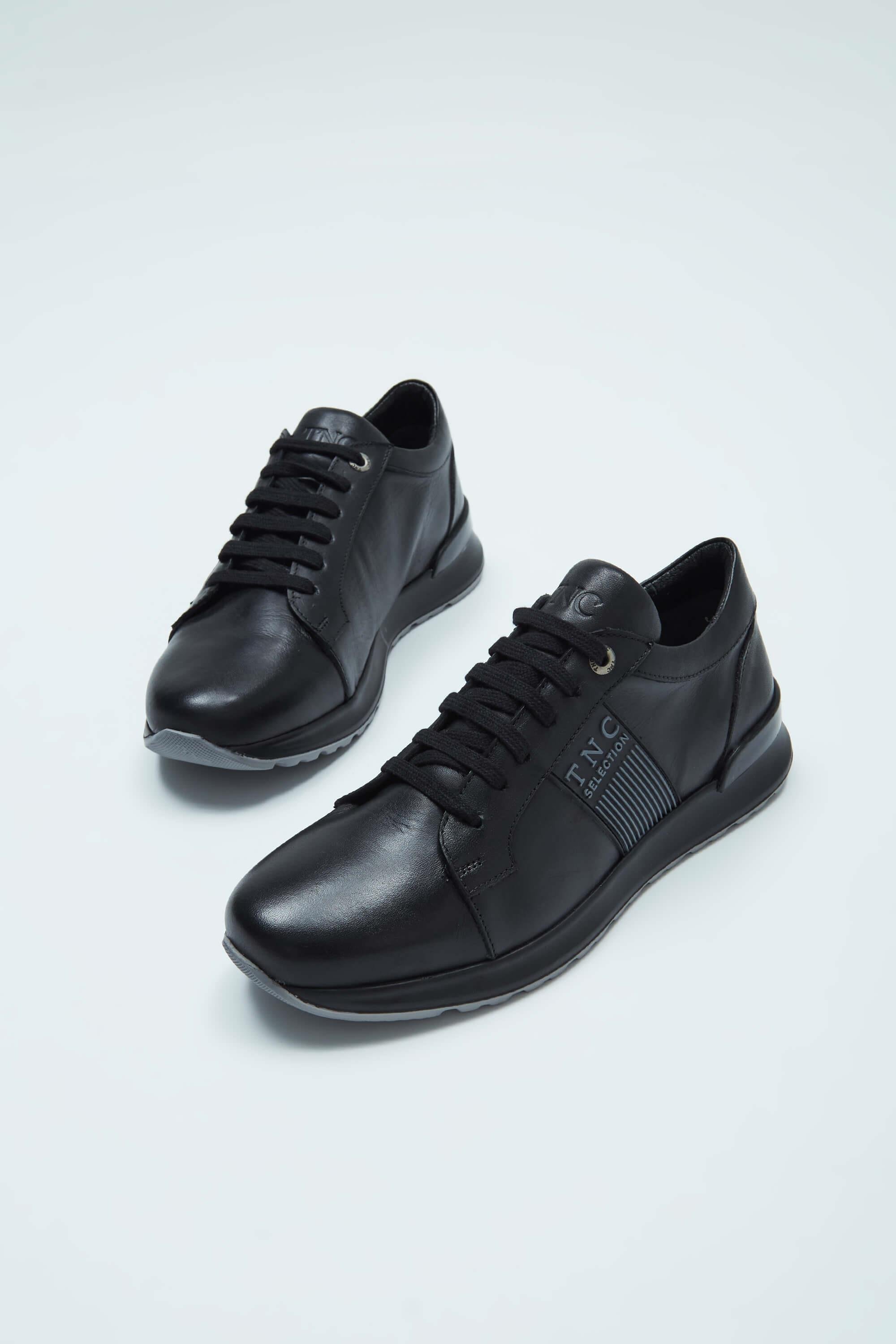Tamer Tanca Erkek Hakiki Deri Siyah Sneakers & Spor Ayakkabı