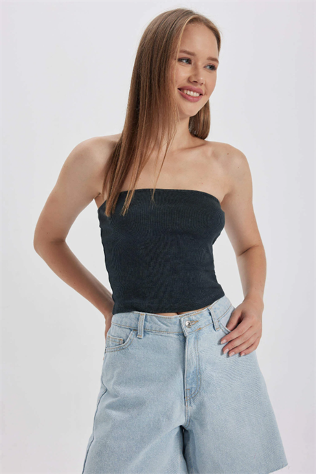 Coool Skinny Fit İp Askılı Pamuklu Crop Top
