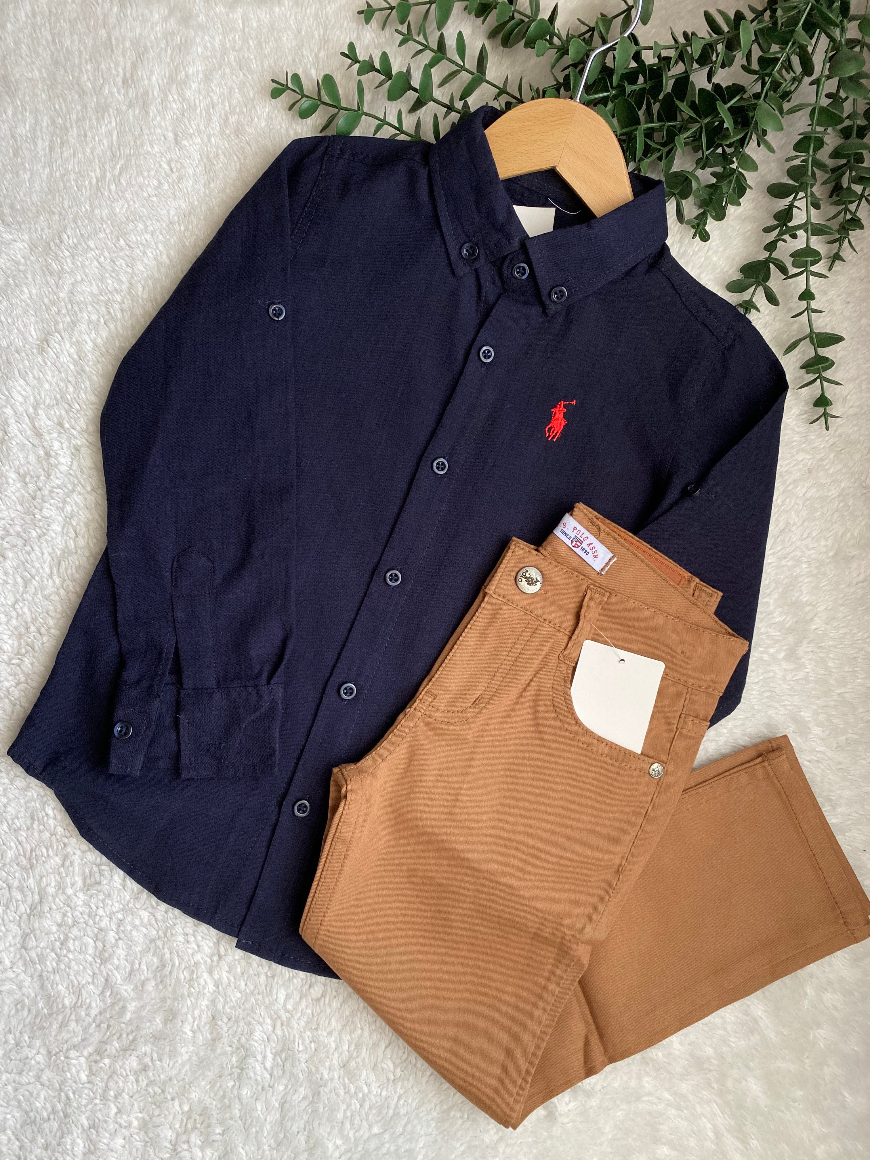 Erkek Çocuk Polo Lacivert Gömlek Pantolon Takım 3-4/11-12 Yaş