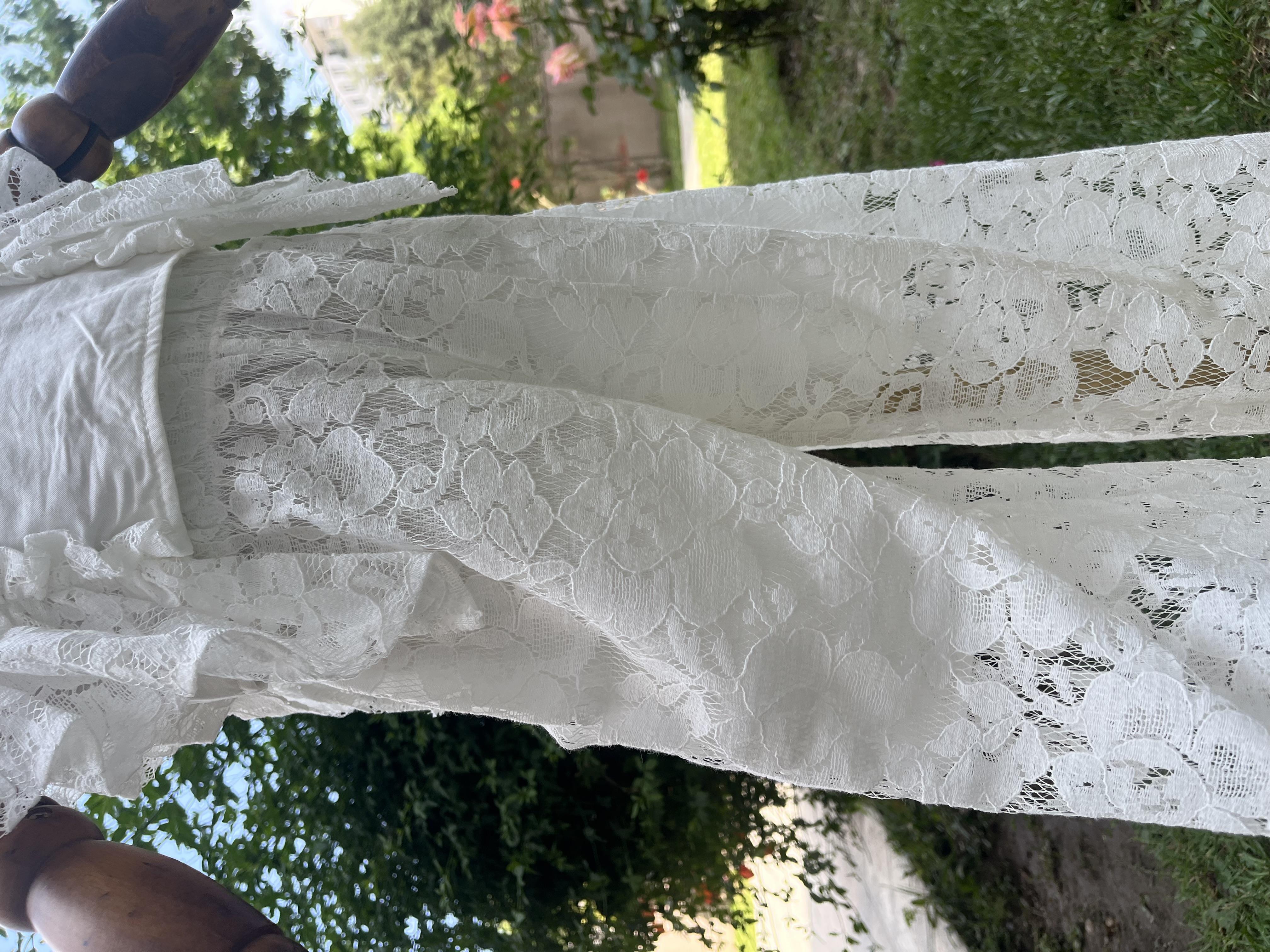 Kız çocuk ekru crop-pantolon dantel detaylı takım