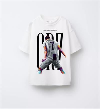 Erkek Çocuk Beyaz CR7 Ronalda Baskılı Tshirt