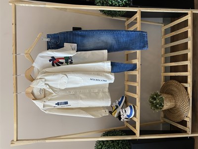 Erkek Çocuk Krem Gömlek Tshirt Kot Pantolon 3'lü Takım