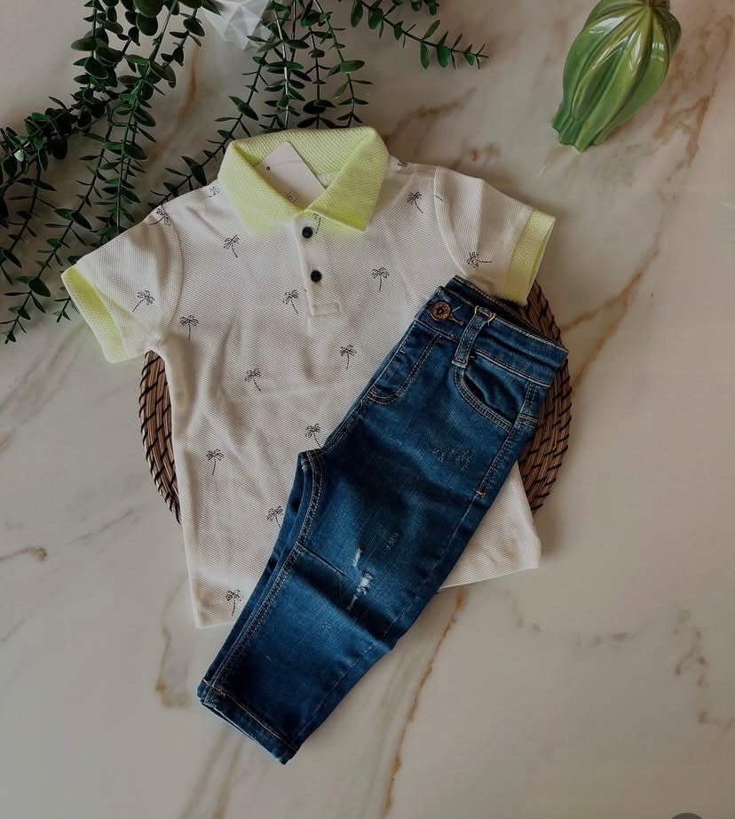 Erkek Bebek Polo Yaka NK Tshirt Kot Pantolon Takım