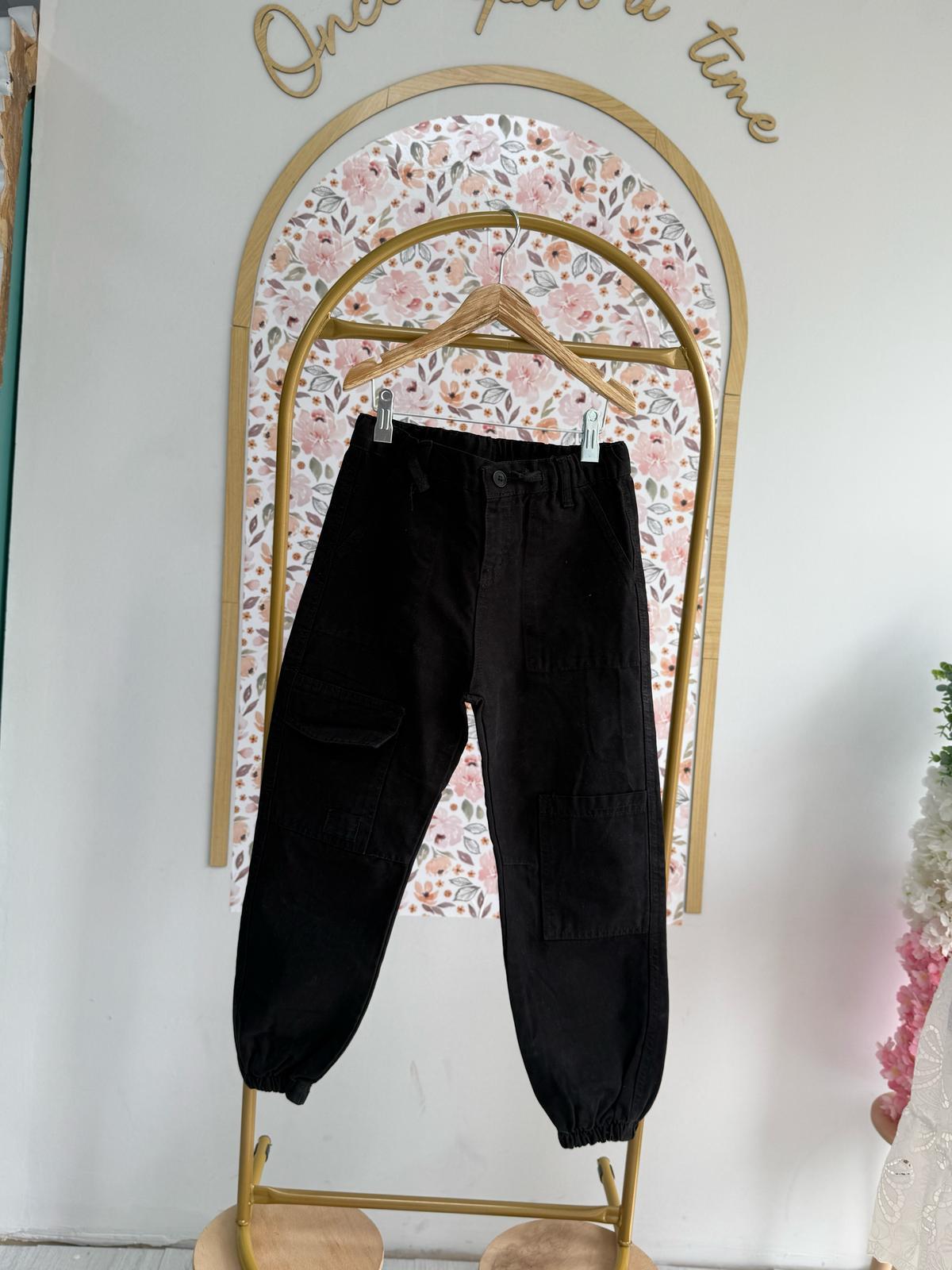 ERKEK ÇOCUK 8-12 YAŞ SİYAH PANTOLON KARGO
