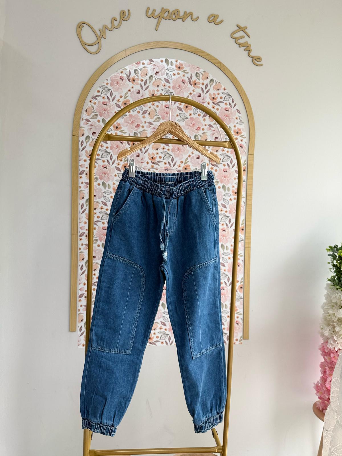 ERKEK ÇOCUK 9-14 MAVİ LASTİKLİ PAÇA KOT PANTOLON