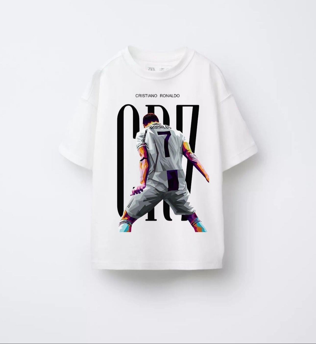 Erkek Çocuk Beyaz CR7 Ronalda Baskılı Tshirt
